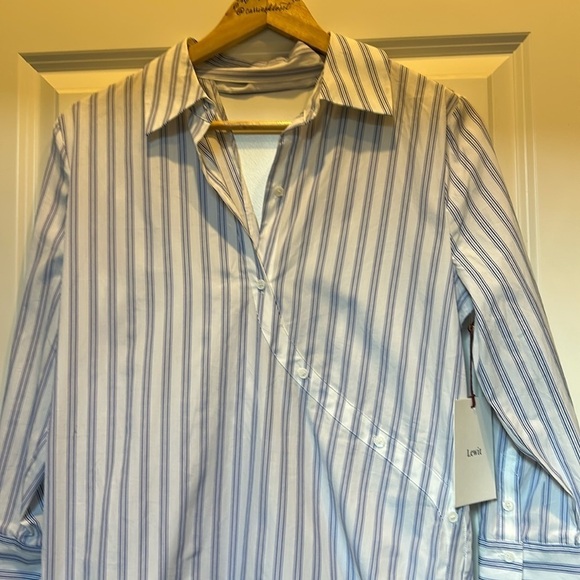 Lewit Blouse Cotton Blue Stripe NWT size S - Picture 3 of 6